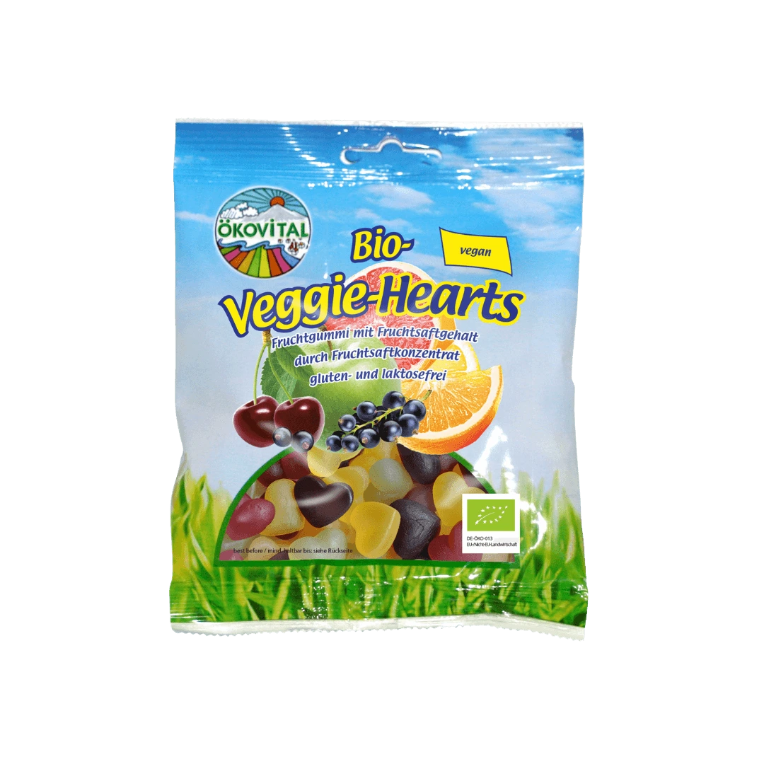 Ekologiški guminukai Širdelės, OKOVITAL, 80 g