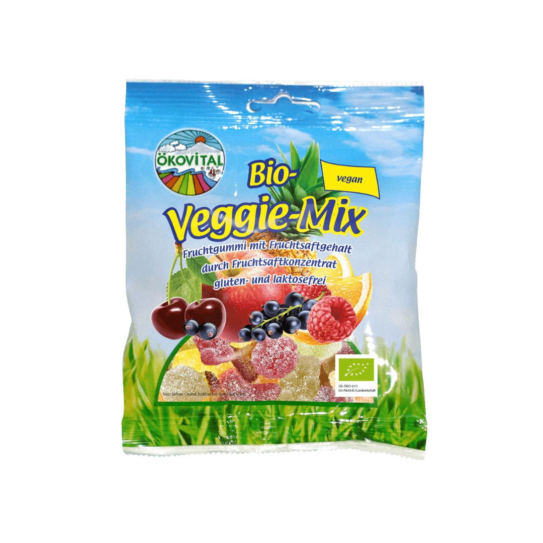 Ekologiški guminukai Veggie Mix be želatinos, OKOVITAL, 80 g