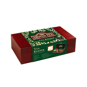 Medinė „Ahmad Tea“ arbatos dėžutė „Tea Keeper“ su 8 rūšių arbatos pakeliais.