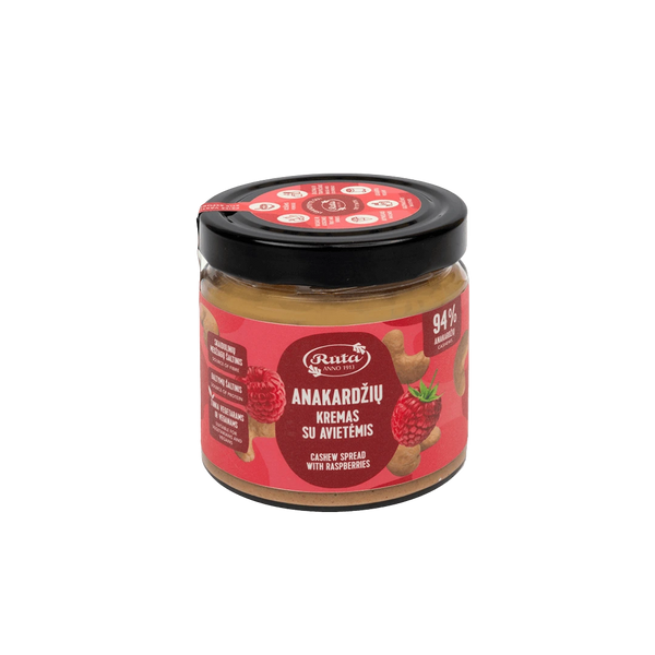 Anakardžių riešutų kremas su avietėmis, 320 g