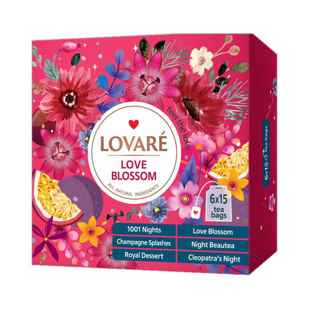 Arbatų dovanų rinkinys LOVE BLOSSOM, LOVARE, 90 vnt
