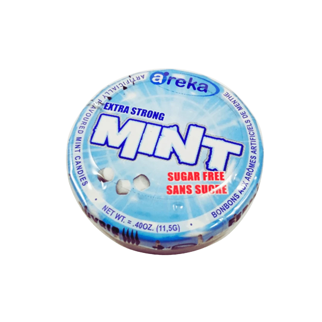 Areka Mint mėtų pastilės be cukraus, 11,5 g, gaivinantis kvėpavimo skanėstas su mentoliu.