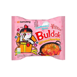 „Samyang Buldak Carbonara“ – aštraus ir kreminio skonio ramenas, 130 g pakuotė.