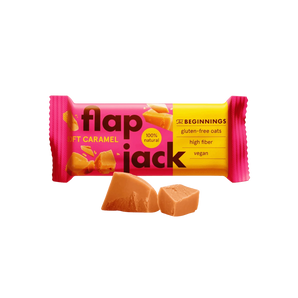 Avižinis batonėlis FlapJack su karamele, be glitimo ir tinkantis veganams, 60 g – natūralių ingredientų užkandis su karamele