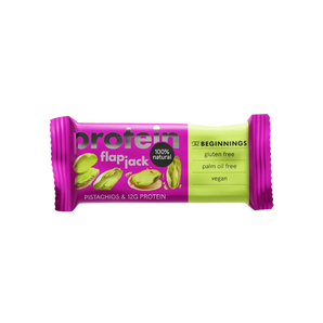 Baltyminis batonėlis su pistacijomis Protein Pistachios FlapJack – augalinės kilmės baltymų batonėlis be glitimo ir be palmių aliejaus, The Beginnings, Bonboni parduotuve