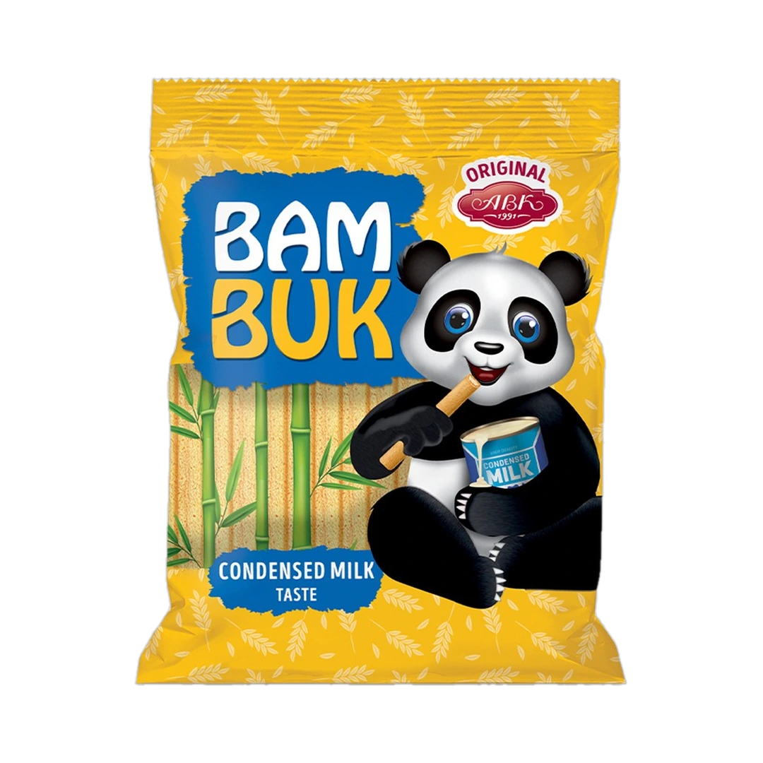 Traškios lazdelės su kondensuoto pieno įdaru BAM BUK, 160 g
