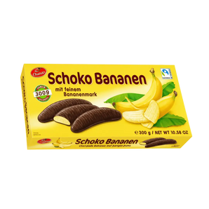 Sir Charles Schoko Bananen – bananinio suflė saldainiai su tamsiu šokoladu 300 g pakuotėje.