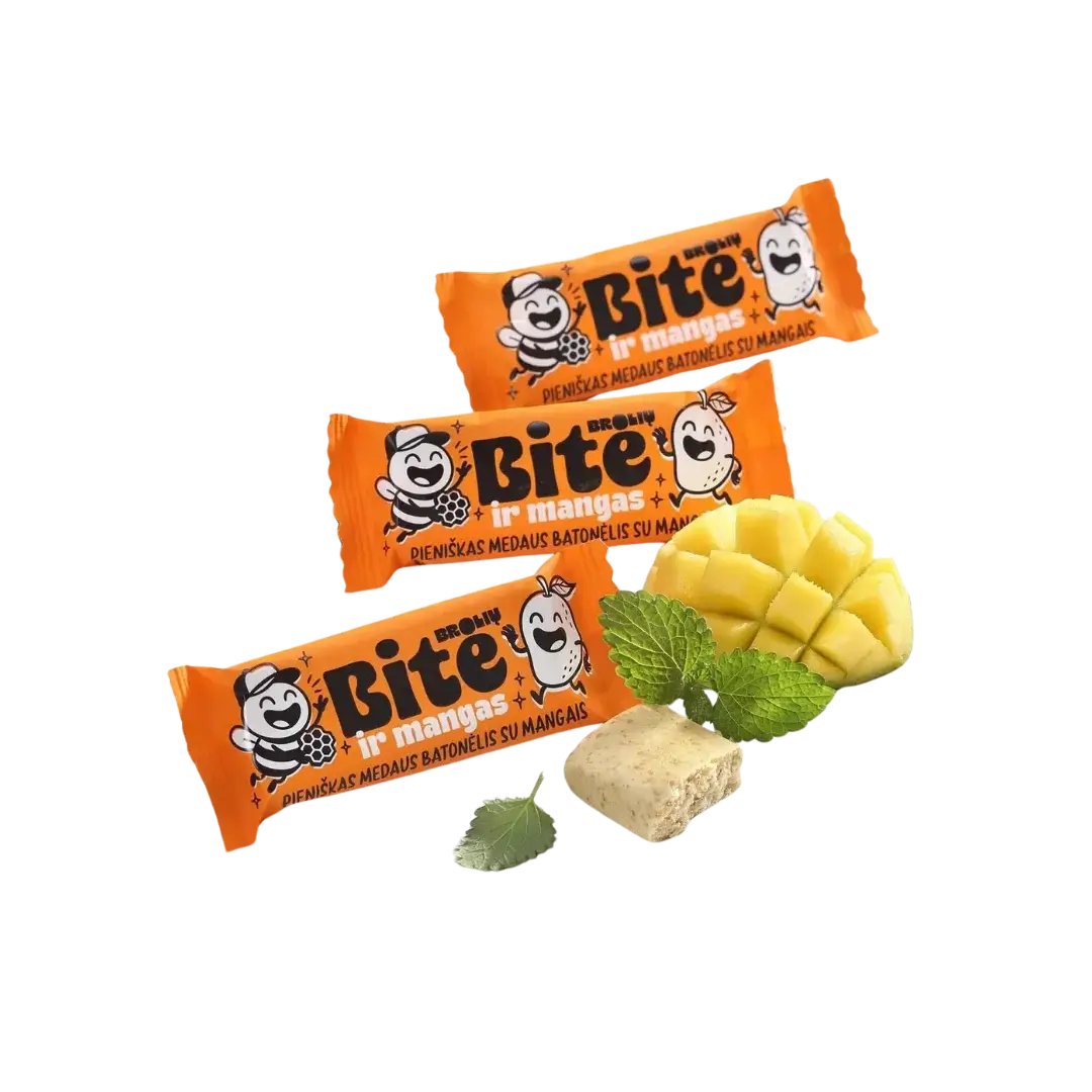 Pieniškas medaus batonėlis BITĖ su mango BROLIAI LOKIAI, 35 g