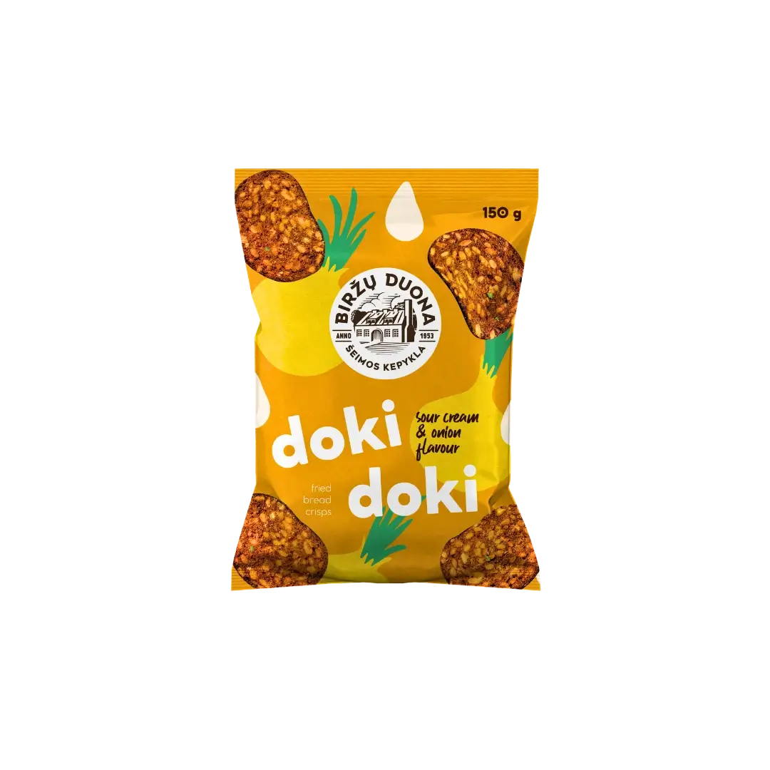 Keptos duonos traškučiai DOKI DOKI su svogūnais, 150g