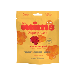 MIMS Immune Support Kids – braškių ir apelsinų skonio vitaminų guminukai vaikams, 87,5 g pakuotė.