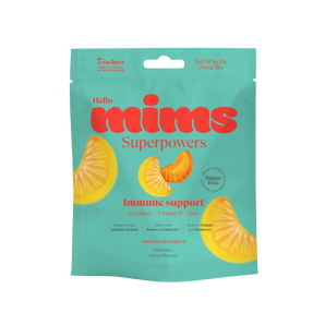 MIMS Immune Support – citrusinių vaisių skonio vitaminų guminukai imunitetui, 87,5 g pakuotė.