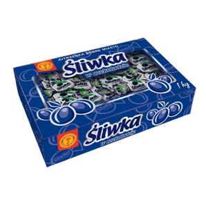 Šokoladiniai saldainiai su slyva, Sliwka, mėlyna dėžutė