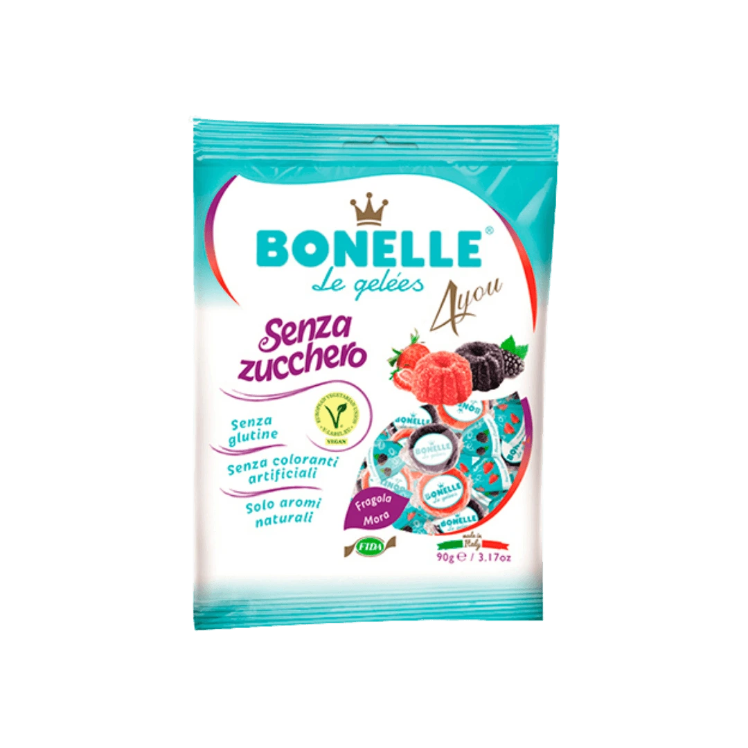 Minkšti saldainiai be cukraus uogų skonio, BONELLE, 90 g