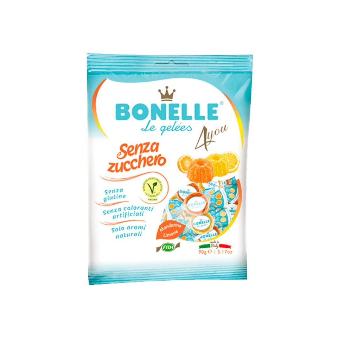 Minkšti saldainiai be cukraus citrusinių vaisių skonio, BONELLE, 90 g