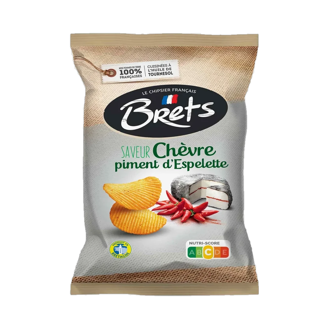 Bulvių traškučiai ožkų sūrio ir espeleto pipirų skonio BRET'S, 125 g