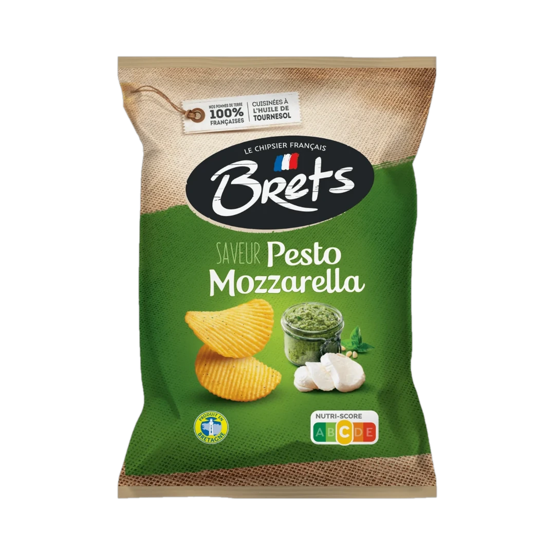 Bulvių traškučiai pesto ir mocarelos skonio BRET'S, 125 g