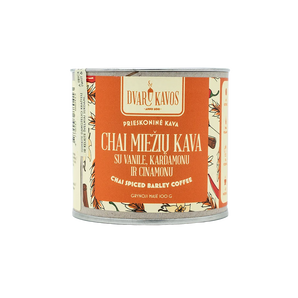 „Chai miežių kava“ – bekofeinė miežių kava su cinamonu, imbieru, kardamonu ir kitais chai prieskoniais.