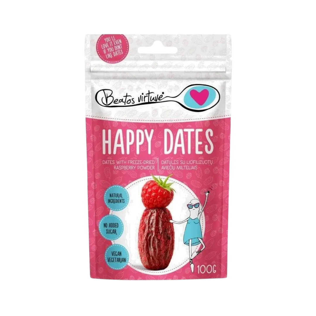 Datulės su avietėmis HAPPY DATES, BEATOS VIRTUVĖ, 100 g