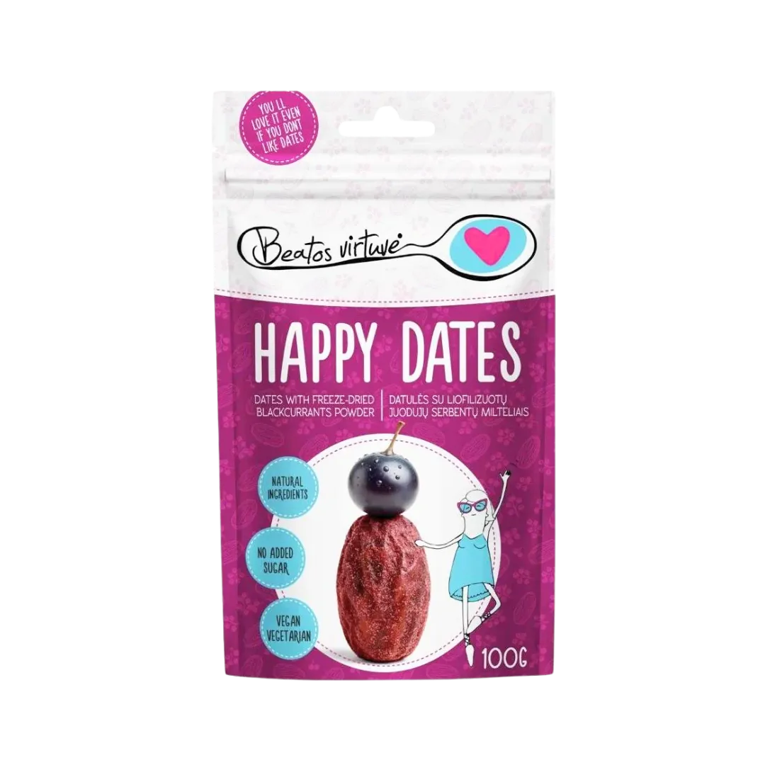 Datulės su juodaisiais serbentais HAPPY DATES, BEATOS VIRTUVĖ, 100 g