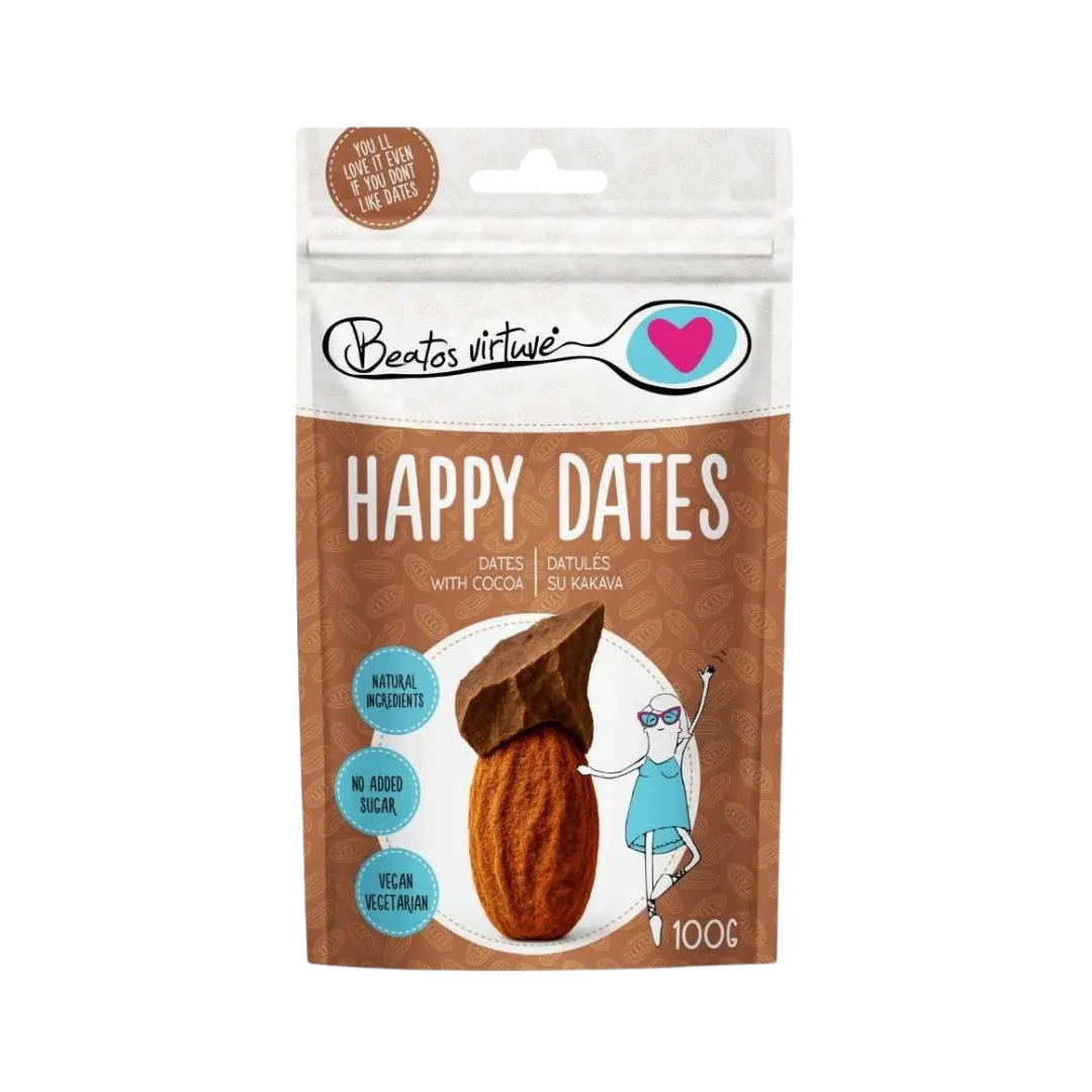 Datulės su kakava HAPPY DATES, BEATOS VIRTUVĖ, 100 g