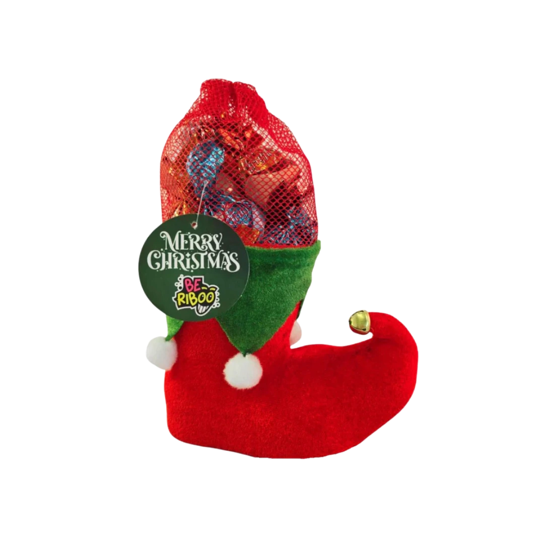 Šventinė dovana „Elfų Batas“ su 380 g šokoladinių saldainių su lazdynų riešutais.