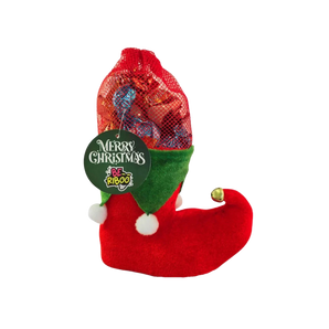 Šventinė dovana „Elfų Batas“ su 380 g šokoladinių saldainių su lazdynų riešutais.