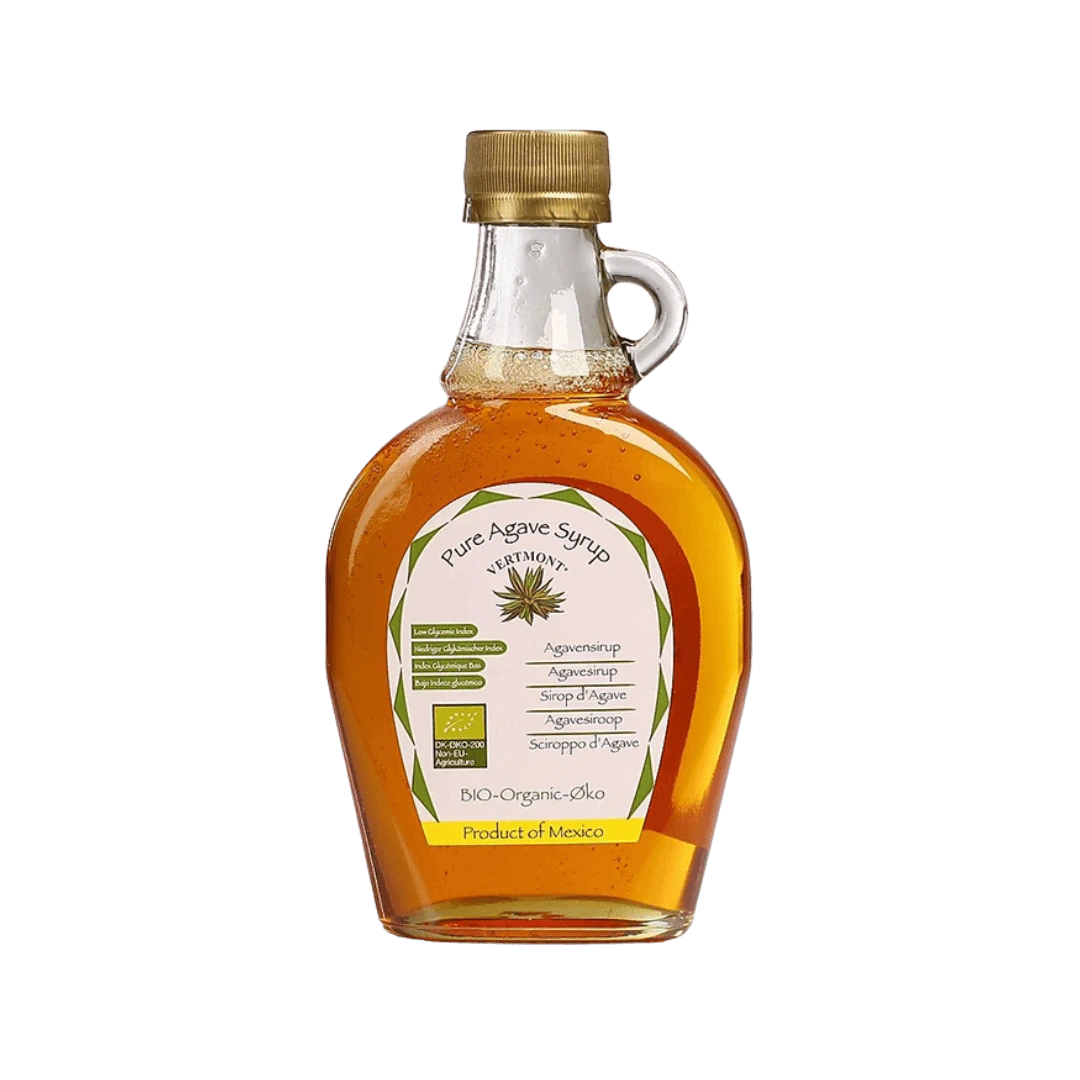 VERTMONT ekologiškas agavų sirupas BIO, 235 ml stiklinis butelis, 100 % natūralus, tinka veganams.
