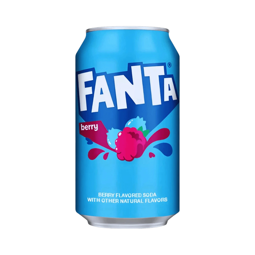 Fanta Berry – mėlynių skonio gazuotas gėrimas 355 ml skardinėje