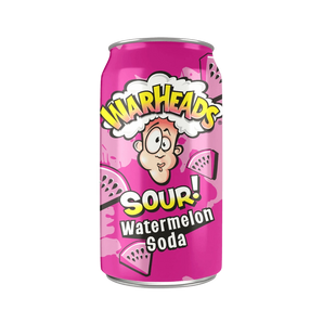 Warheads Watermelon Soda – rūgštaus arbūzo skonio gazuotas gėrimas 330 ml skardinėje.