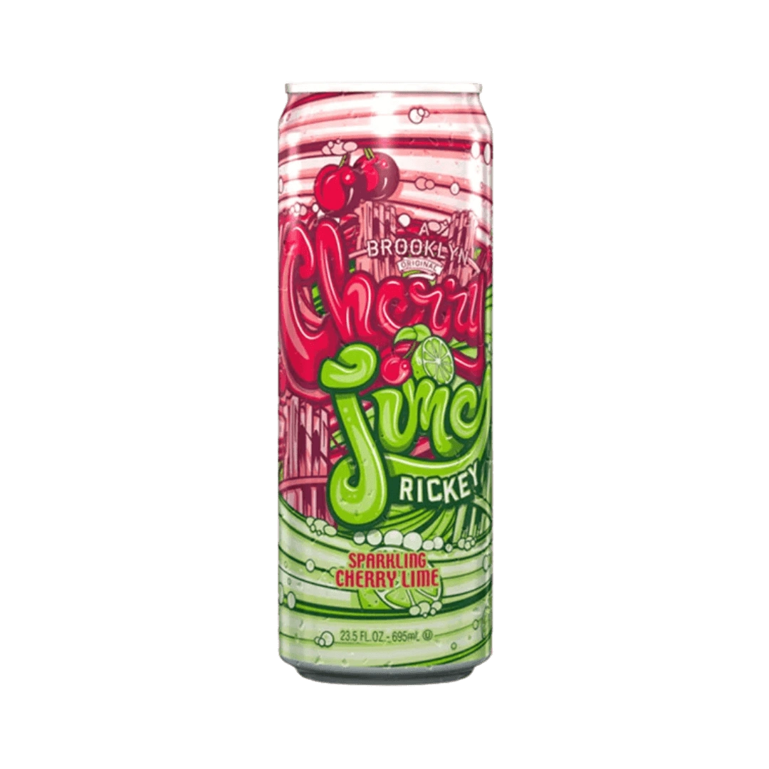 „AriZona Cherry Lime Rickey“ – lengvai gazuotas vyšnių ir laimo skonio gėrimas, 22 oz skardinė.