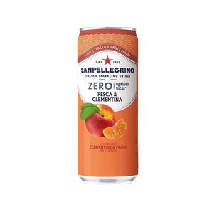 San Pellegrino gazuotas gėrimas Zero Pesco Clementina, persikai ir mandarinai, be pridetinio cukraus 330 ml – Bonboni itališki gėrima