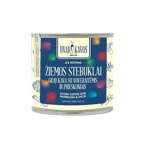 „Žiemos stebuklai“ – gilių kava su voveraitėmis, liūto karčių grybais ir žiemiškais prieskoniais.
