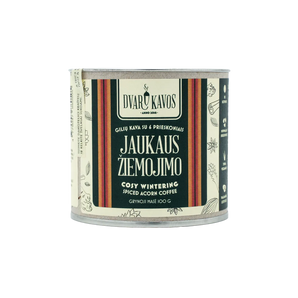 „Jaukaus žiemojimo“ – prieskoninė gilių kava be kofeino su cinamonu, imbieru, gvazdikėliais ir kitais žiemos prieskoniais.