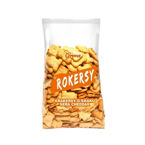 Grona Rokersy čederio sūrio skonio sausainiai, 400 g, traškus pikantiškas užkandis.