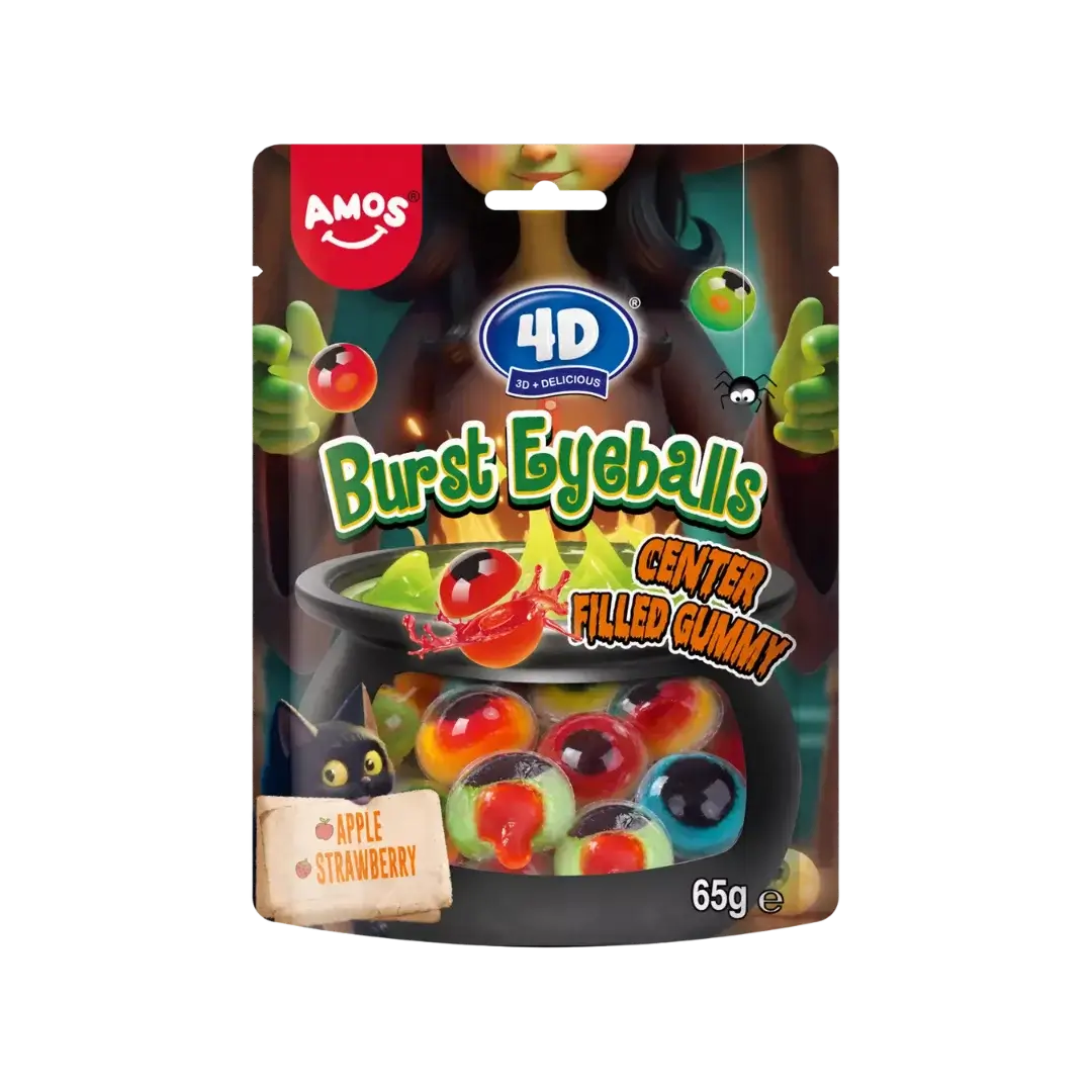 Guminukai obuolių ir braškių skonio 4D BURST EYEBALLS, AMOS, 65 g