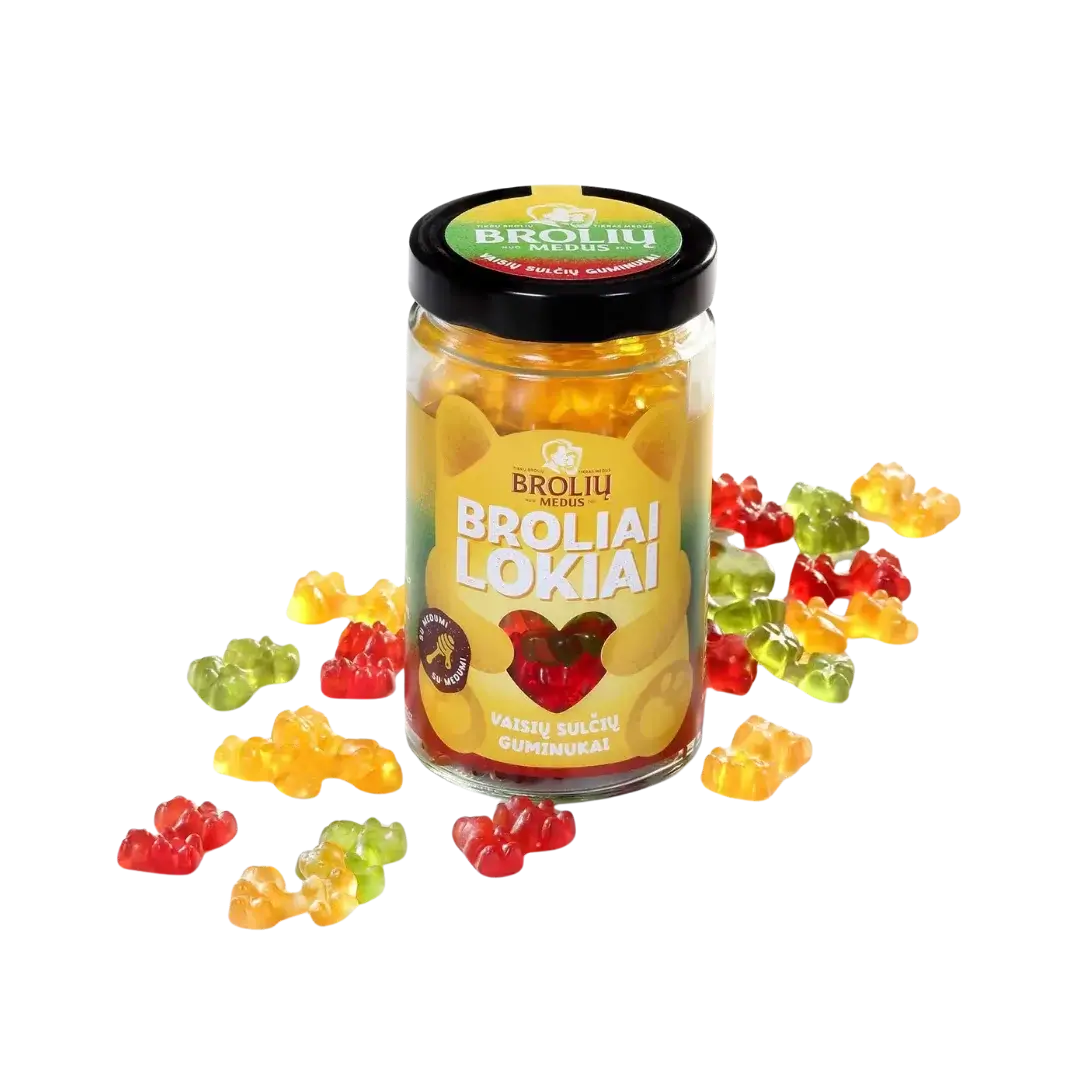 Įvairių skonių guminukai stiklainyje BROLIAI LOKIAI, 500 g