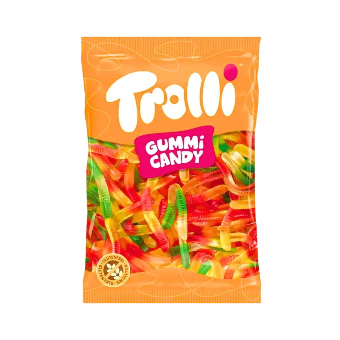 Guminukai sliekai GLOW WORMS, TROLLI, 1 kg