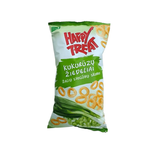 Happy Treat kukurūzų žiedeliai su žaliųjų svogūnų skoniu, 60 g pakuotė