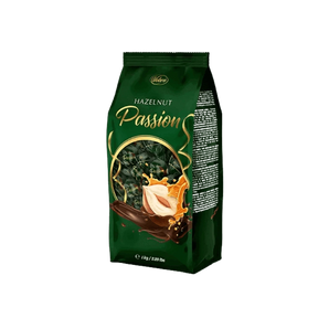 „Hazelnut Passion“ – pienišku šokoladu glaistyti pralinai su lazdyno riešutų kremu ir visu lazdyno riešutu pakuotė