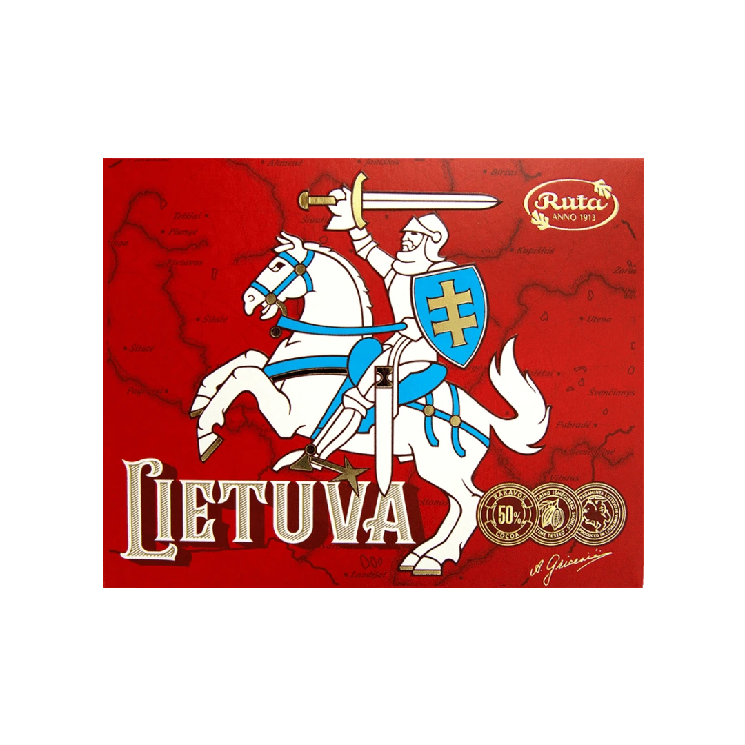 Juodasis šokoladas „Lietuva. VYTIS“ – Lietuvos herbo formos suvenyrinis šokoladas