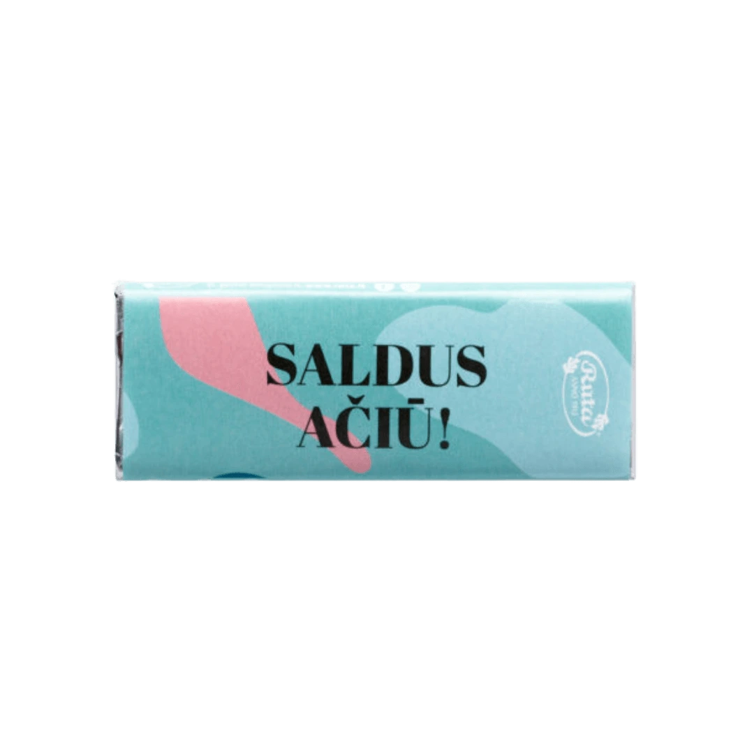 Juodasis šokoladas „Saldus ačiū!“ su 50 % kakavos, 18 g.