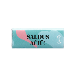 Juodasis šokoladas „Saldus ačiū!“ su 50 % kakavos, 18 g.