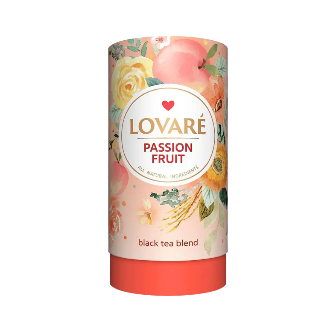 Juodoji arbata su pasiflorų ir vaisių natomis PASSION FRUIT, LOVARE, 80 g