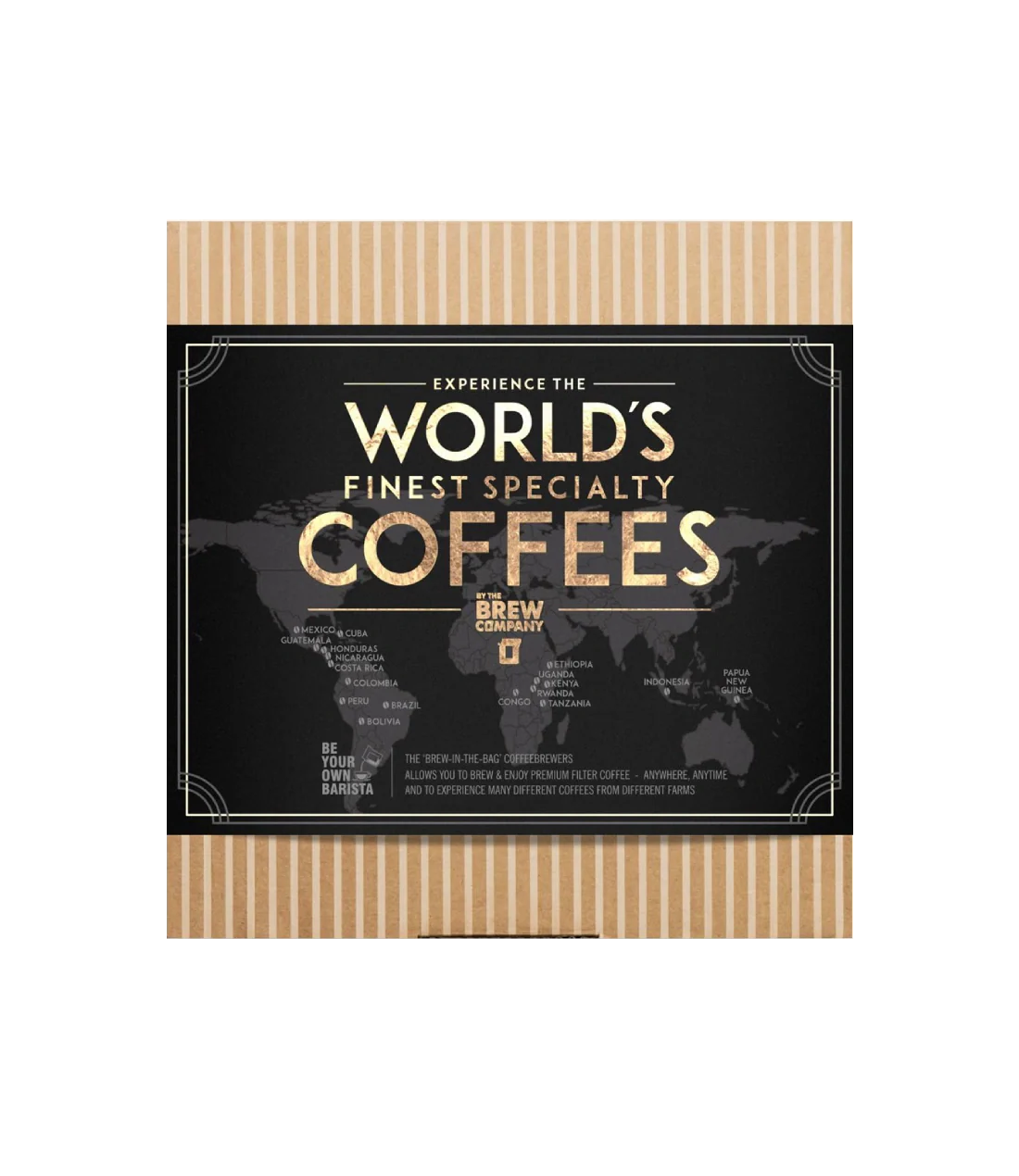 Kavos dovanų rinkinys Coffeebrewer World's Finest Specialty Coffees, THE BREW COMPANY dovanų dėžė su 5 pakeliais kavos bonboni kavos rinkinių pasirinkimas