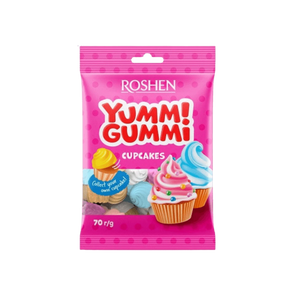 Roshen „Yummi Gummi Cupcakes“ – želiniai saldainiai keksiukų formos, 70 g pakuotė.