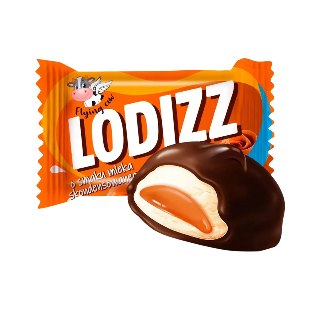 Zefyriniai saldainiai su kondensuoto pieno skonio įdaru LODIZZ