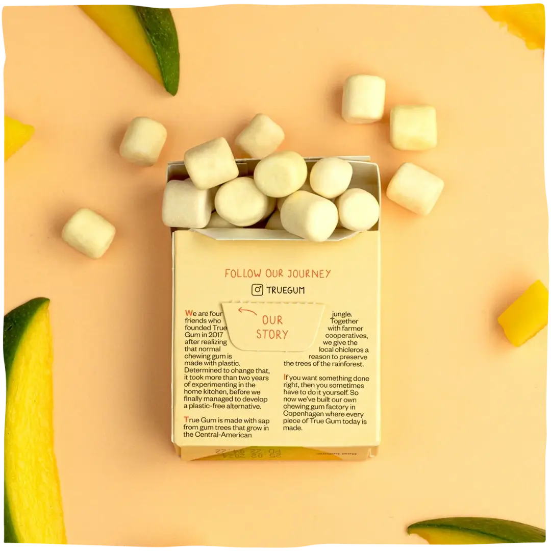 Kramtomoji guma True Gum be cukraus su mangais, 21g pakuotė