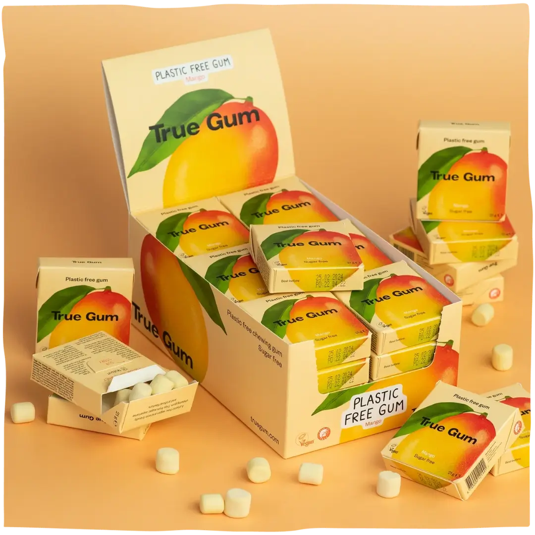 Kramtomoji guma True Gum be cukraus su mangais, 21g pakuotė