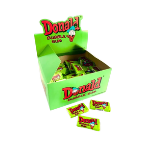 Kramtomoji guma Donald žalia dėžutė atidaryta, tutti frutti skonio, 450 g, Bonboni kramtoma guma