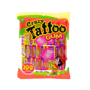 Kramtomoji guma „Tattoo“ su tatuiruotėmis, 100 vnt. pakuotė.